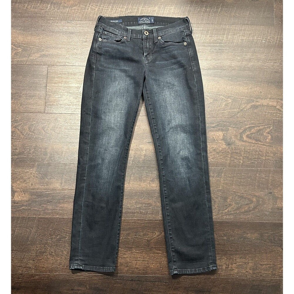 Lucky Brand Brooke Crop Jeans Size 0/25 Dark Wash Straight Leg Denim